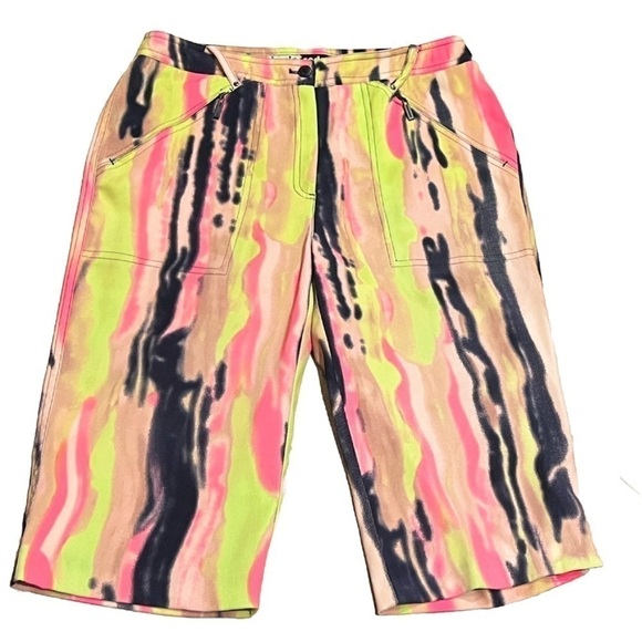 Jamie Sadock Knee Capri Pants Colorful Neon High Rise Pockets Stretch Athletic 6 - Picture 1 of 9
